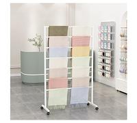 OIFAODAO, Portasciarpe con ruote, espositore for asciugamani da negozio, portapantaloni autoportante in metallo, ripiano for carte regalo,Scaffale per l'esposizione delle merci(White,120x40x145cm)
