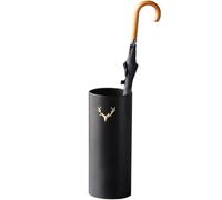 OIFAODAO Rastrelliere per ombrelli, Secchio for Ombrello con Decorazione a Forma di Testa Cervo Creativa in Stile Classico cilindrico, Secchio for riporre Il Pavimento(Black)