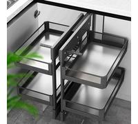 OIFAODAO, Scaffale portaoggetti for armadio da cucina ad angolo estraibile con 4 cestelli for ripiani. Organizzatore for armadietto cieco nascosto ，Organizzatore per armadietti da cucina ad angolo