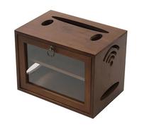 OIFAODAO, Scatola for la Gestione dei Cavi for Set-Top Box WiFi da Tavolo in Legno massello Scaffali for riporre i for di Grandi Dimensioni,Scatola di immagazzinamento WiFi(Brown)
