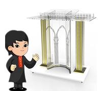 OIFAODAO, Scrivania Mobile Stand up, pulpiti for chiese, leggio da Chiesa, Supporto podio Portatile for Aula, Facile Montare richiesto ，Podici in Piedi(Without LED Lights)