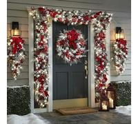 OIFAODAO, Set di 6 Viti Natale, Ghirlanda Floccata, Artificiale, realistica, Autunnale all'aperto for Porta, Parete, Decorazioni for la casa ，Ghirlanda Natalizia(S)