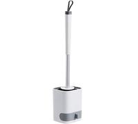 OIFAODAO, Spazzola con manico lungo in TPR montata a parete o a pavimento un piccolo cassetto for svuotare lo scopino del water Porta for WC,Scopino per WC