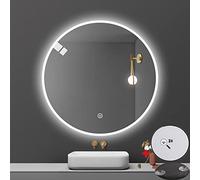 OIFAODAO, Specchio da bagno a LED rotondo, specchio illuminato con pulsante Smart Touch, for vanità, 50 cm/19,7 pollici, 60 cm/24, 70 cm/27,5, 80 cm/31 ,Specchio da bagno(White Light,70cm/27.5in)
