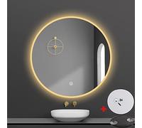 OIFAODAO, Specchio da bagno a LED rotondo, specchio illuminato con pulsante Smart Touch, for vanità, 50 cm/19,7 pollici, 60 cm/24, 70 cm/27,5, 80 cm/31 ,Specchio da bagno(Warm Light,50cm/19.7in)