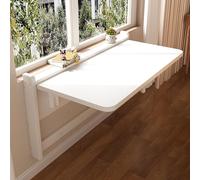 OIFAODAO Tavolo pieghevole a parete, Postazione di lavoro for computer a scomparsa multifunzionale salvaspazio for studio, camera da letto, bagno o cucina, bianca(80x39cm31.5x31.5in)