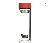 OIFAODAO, TAZZA D'ACQUA il barattolo di vetro con coperchio Ciotola for acqua portatile for la casa Affari Tazza doppia filtrata tazza tè prontamente 320 ml massa ,Tazza per acqua(The Red)