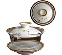 OIFAODAO tazza di tè, Set da tè Kung Fu Ciotola coperta Tazza Vetro resistente al calore Gaiwan Ceramica fatta a mano Zuppiera cinese Accessori for cerimonia del 140 ml(A 9.5x7cm 140ml)