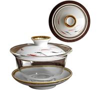 OIFAODAO tazza di tè, Set da tè Kung Fu Ciotola coperta Tazza Vetro resistente al calore Gaiwan Ceramica fatta a mano Zuppiera cinese Accessori for cerimonia del 140 ml(B 9.5x7cm 140ml)