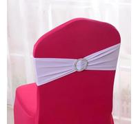 OIFAODAO, Telai della Copertura Sedia in Spandex Elasticizzato da 50 Pezzi/Lotto con Fibbia Scorrevole for Decorazioni di Nozze Arco dei telai,Fasce per sedie(White)