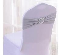 OIFAODAO, Telai della Copertura Sedia in Spandex Elasticizzato da 50 Pezzi/Lotto con Fibbia Scorrevole for Decorazioni di Nozze Arco dei telai,Fasce per sedie(Silver Grey)