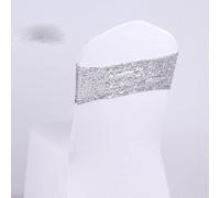 OIFAODAO, Telai for sedie, 50 Pezzi Telai for sedie Glitter Fasce Elastiche in Spandex Copertura Stretch Paillettes su Un Lato Sedia Decorazione di Nozze Banchetto Domestico,Fasce per sedie