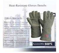OIFJROIW 550 Gradi Guanti Resistenti Alle Alte Temperature, Resistente Al Taglio Cinque Dita Addensato Industriale Ignifugo, 14in