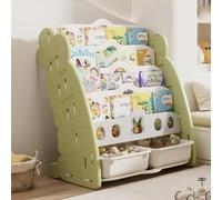 OIFJROIW Libreria per Bambini con 2 Contenitori per Giocattoli Scaffale per Libri per la Cameretta dei Più Piccoli Libreria Montessori per Camera da Letto, Soggiorno(Grün,27.9 * 15.7 * 30.7in)