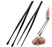 OIGWBPH 2 Pezzi Pinze da Cucina 25cm,Design Seghettato,In Acciaio Inossidabile Pinza da Chef per Decorare Cibi,Cuocere Forno,Cucinare,Barbecue,Nero