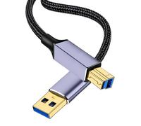 OIHCAZ Cavo per stampante con doppio anello magnetico, 1,5 m, USB 3.0 A maschio a B maschio, per stampante, scanner, stampa più veloce, anti-interferenza, compatibile con Canon, HP, Lexmark, Samsung