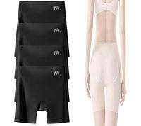oihgerg Choosemuc Ice Silk Panties, 3-in-1 Panties Women High-Waist Ice Silk Underwear W/Tummy-Control Hip-Lifting Seamless Pants (Black, L)