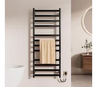 OihPaw Scaldasalviette Elettrico,Nero Montato a Parete termoarredo da Bagno,Le Dimensioni Sono:1300×520mm,con Touch Screen,Timer e Temperatura Regolabile scalda Asciugamani Elettrico