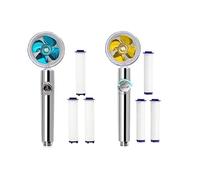 Oiieco 2 soffione doccia a elica girevole a 360° con 6 filtri, soffione doccia a risparmio d'acqua per aumentare la pressione (oro + blu)