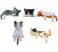 Oiieco Mini statuette di gatto per la scrivania, set da 5 pezzi, decorazione per interni e gatti, per ufficio, casa, ufficio e auto