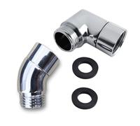 Oiieco Raccordo angolare per doccetta manuale 90° e 135° con rondella da 1/2" per collegamento filtro doccia (argento)
