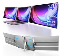 Oiiwak Monitor portatile triplo per computer portatile da 13-16", Extender per monitor a tre schermi 1200P in lega di alluminio con porte Hdmi e Usb-C, compatibile con Mac e Windows-Ok14 [Visualizza