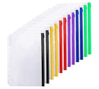 Oikabio 12 tasche formato A5, 6 fori, con cerniera e 6 fori, per notebook a 6 anelli