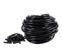 Oikabio 20 m 4/7 mm tubo per irrigazione da giardino con 20 pezzi a T da giardino, prato, giardino, irrigazione a goccia
