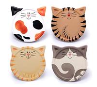 Oikabio 4 sottobicchieri in ceramica assorbenti d'acqua, sottobicchieri dolci gatti sottobicchieri, per tavolino, latte, caffè, bevande calde e così via