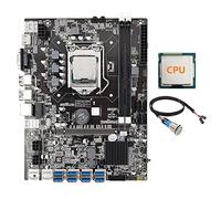 Oikabio B75 8 Card BTC Mining Scheda Madre+CPU casuale+ Interruttore Pulsante Metallo (1M) 8XUSB3.0 (PCIE 1X) LGA1155 DDR3 RAM MSATA