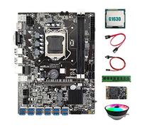 Oikabio B75 BTC Mining Scheda Madre 12 USB+G1630 CPU+RGB Fan+DDR3 4GB 1600Mhz RAM+128G SSD+ Interruttore+ SATA Scheda Madre