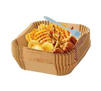 Oikabio Carta da forno per friggitrice ad aria calda, quadrata, 20 cm, 100 pezzi, carta da forno monouso, antiaderente, impermeabile