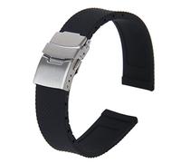 Oikabio Cinturino Orologio da Fibbia Cinturino Silicone Gomma Impermeabile 20mm Sport, Nero , striscia