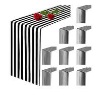 Oikabio Confezione da 10 runner da tavolo in poliestere, decorazione classica in bianco e nero a righe, design moderno ed elegante