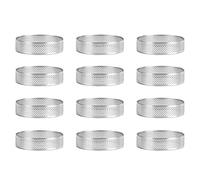 Oikabio Confezione da 12 anelli per torte, antiruggine, 3, mousse per torte perforate, stampo per torte, strumenti per la cottura della torta rotonda