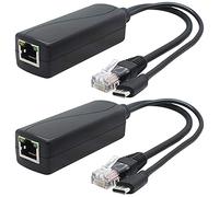 Oikabio Confezione da 2 splitter PoE Gigabit da 5 V, USB tipo C, adattatore da 48 V a 5 V 2,4 A, conforme IEEE 802.3Af