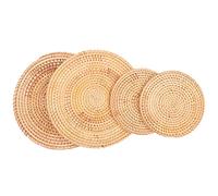 Oikabio Confezione da 4 sottobicchieri in rattan intrecciato a mano, da tavolo in tessuto per piatti caldi, piatto tazza, panno per tavolo, tappetini resistenti al calore