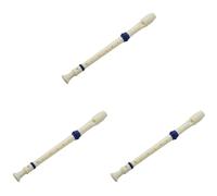 Oikabio Flauto flauto soprano a 8 fori per studenti, in plastica, 3 pezzi, beige e blu W bastone per la pulizia