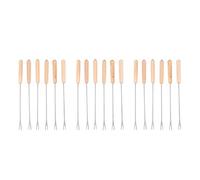 Oikabio Forchette per fonduta di Formaggio, in Acciaio, con codifica a Colori, 54 Pezzi, con Manico in Legno di Quercia, Resistenti al, 24 cm