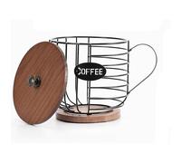 Oikabio Portacapsule da caffè rotondo con coperchio in legno per piano di della cucina per cialde