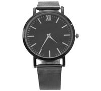 Oikabio Quadrante da con numeri in quarzo e cinturino in maglia in lega, 23 cm, Nero di fucile.