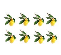 Oikabio Set di 8 portatovaglioli per matrimonio al limone, con fibbia dorata, per feste e riunioni di famiglia