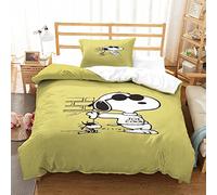 Oikabio Snoopy Set Di Copripiumino Matrimoniale E Federe in Cotone Per Letto King Cartoon Single(135x200cm)