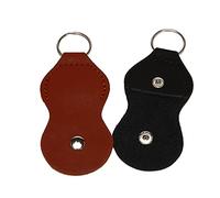 Oikabio Supporto per plettro per chitarra, in pelle, con ciondolo a forma di plettro, confezione da 2 pezzi, colore nero