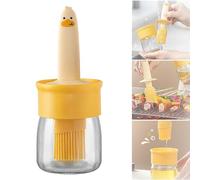 Oil Dispenser with Brush for BBQ, Oil Dispenser with Silicone Brush, 2 in 1 Food Grade Silicone Olive Oil Bottle, Glass Olive Oil Dispenser Bottle, Glass Olive Oil Dispenser for Kitchen (Orange)