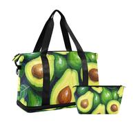 Oil on Green Avocado Borsa da viaggio di grandi dimensioni con borsa da toilette per viaggi d'affari, multifunzione, olio su avocado verde, 1 taglia, Olio su avocado verde, 1 talla