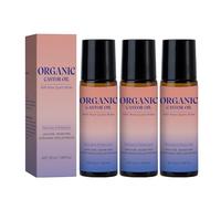 Oil Organic Castor Oil with Rose Quartz Roller, Organic Castor Oil Roll On Face, 100% spremuto a freddo, olio viso Roll-On per idratazione profonda e levigante, pelle curata (3)