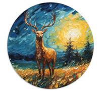 Oil Painting Elk 1000 Pezzi Di Puzzle Rotondo Classico Jigsaw Giocattolo Difficile E Impossibile Per Famiglia 1000pcs (67.5x67.5cm)