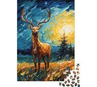 Oil Painting Elk Puzzle Impossibili 1000Pcs Decorazione Per La Casa. Rilassamento E Intelligence Per Adulti E Ragazzi Da 14 Anni 1000pcs (75x50cm)