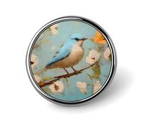 Oil Painting Flowers and Bird Funny Round Lapel Pins Metal Button Brooch Badge Tie Hats Clothes Decoration for Men Women